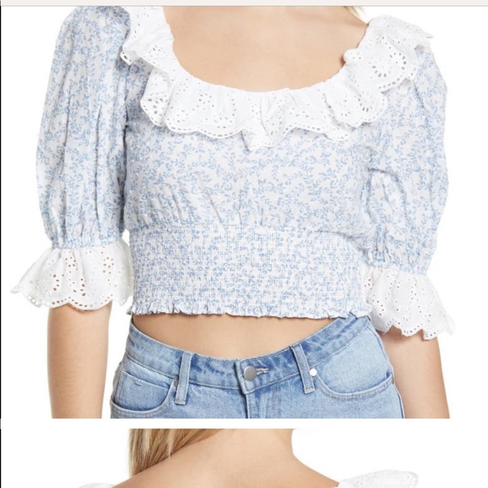 COPY - ISO wayf Hanita Eyelet Ruffle Smocked Top